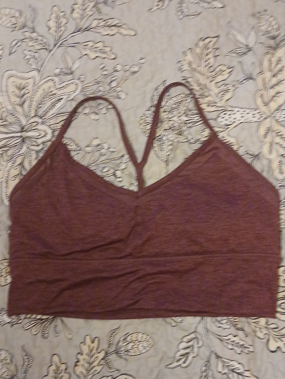 GAIAM Maroon Seamless V-Neck Bralette
